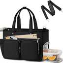 TOPEAST Work Bag for Women, Lightweight Nurse Tote Bag with Food Compartment, Teacher Work Tote with Water Bottle Holder