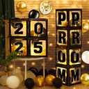 Graduation Prom Party Decorations Class of 2025, 8 Pcs Black and Gold Balloon Boxes with Letters and Light Strings, Graduation Prom Party Supplies Decor for College High School Congrats Grad Ceremony