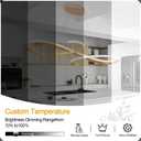 Gold LED Chandelier, Dimmable Modern Pendant Light with Remote - Contemporary Ceiling Light Fixture for Dining Room, Kitchen Island & Living Room, 47.24in