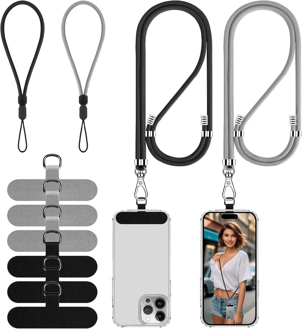 Cell Phone Lanyard, 2 Phone Crossbody Lanyard, 2 Wrist Phone Strap and 6 Connectors Compatible with Most Phones