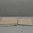jinchan Linen Kitchen Curtains 36 Inch Length Striped Tier Curtains Ticking Stripe Small Drapes for Living Room Bathroom Cafe Small Window Farmhouse Rustic Pinstripe Rod Pocket 2 Panels Tan, Size 26"W- 36"L