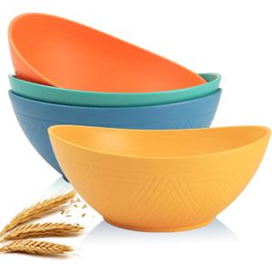Homienly 9.6 inch Serving Bowls, Large Serving Dishes for Wedding Parties, 60 OZ Centerpiece Serving Bowls for Salad, Popcorn, Pasta, Dinner, Oval Shape, Microwave & Dishwasher Safe, Set of 4, Multi