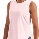 JOYSPELS Ice Silk Workout Tank Tops for Women Cool-Dry Sleeveless Loose Fit Yoga Shirts Athletic (X-Large, Pink)