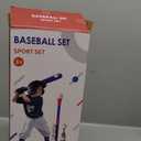 3-in-1 Baseball Set for Kids 3-5 - Tee Ball Stand, Hanging Tee, Ball Launcher and 6 Softballs - Adjustable Height, Indoor/Outdoor Sport Gifts for Boys Girls, Blue