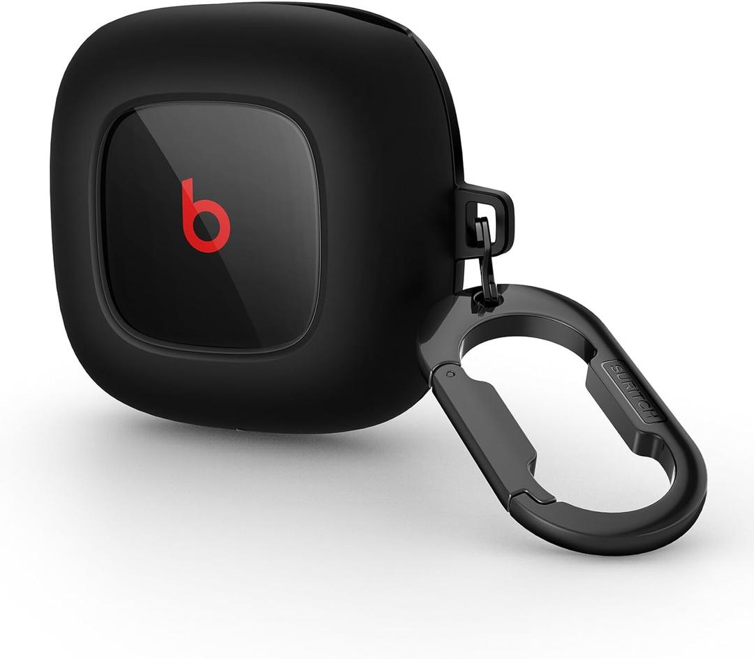SURITCH for Beats Fit Pro Case Cover Protector, Shock-Absorbing Protective TPU Shell for Beats Fit Pro Charging Case 2021 Earbuds Secure Locking System with Anti-Lost Keychain, Beats Black