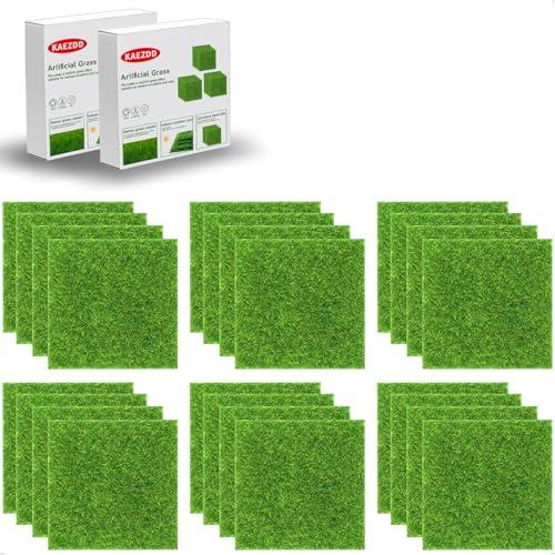 KAEZDD 24 Packs 6 X 6 Inch Fake Grass Decor for Crafts, Artificial Grass for Miniature Ornament Projects, Model Turf Grass for DIY Fairy Garden Accessories and Decor Kit