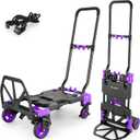 2-in-1 Foldable Hand Truck Dolly,330lb Cart Retractable,4 & 2 Wheel,Purple