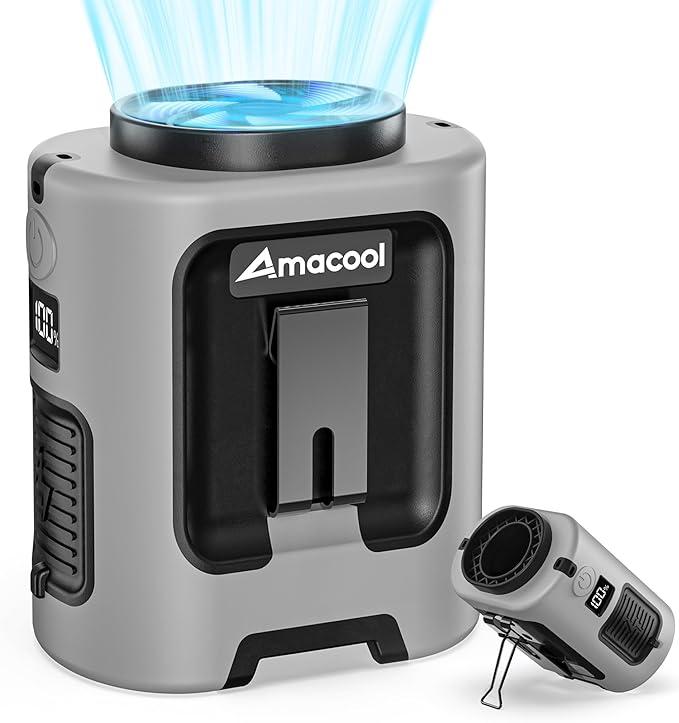 AMACOOL Mini Portable Waist Fan Clip on, 13000RPM 4-Speeds Personal Neck Fans, Up to 24H Battery Life, Rechargeable Wearable Shirt Belt Fan for Outdoor Work Jobsite Travel Camping, Gifts for Men (Grey)