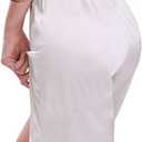 Women Lace Edge Pyjama Bottoms Solid Color Loose Soft Satin Silk Pettipants Summer Casual Half Slip Shorts (White, L)
