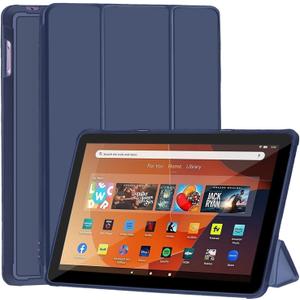 Slim Case for Amazon Kindle All-New Fire HD 10 & Fire HD 10 Kid & Fire 10 Kid Pro(13th Gen, 2023 Release 10.1"), Trifold Stand Cover Dual Angle, Soft TPU Back Hard Shell with Auto Wake/ Sleep, Navy Blue