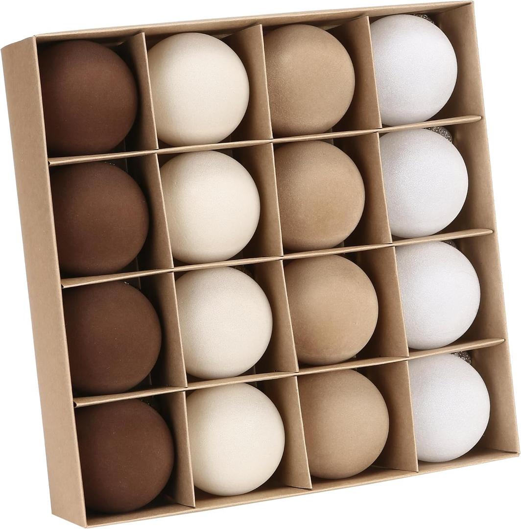 Sea Team 16-Pack Flocked Velvet Christmas Tree Ball Ornaments Set, Decorative Hanging Baubles, Shatterproof Plastic Decorations for Xmas Tree, Wreath, Garland, 80mm/3.15 Inches, Baking Time