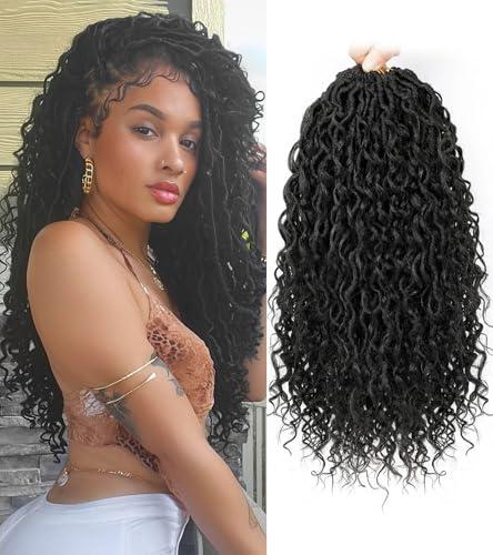 Col Bling Goddess Locs Crochet Hair for Black Women 14 Inch, 8 Packs Faux Locs Crochet Hair, Boho Style Locs, River Locs Hair with Curly Ends (14Inch, 1B, 8Packs)