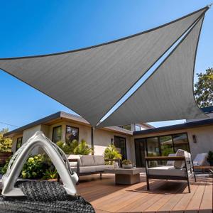 Shademart Heavy Duty 26' x 26' x 26' Grey Sun Shade Triangle Pro Ring Shade Sail, 260 GSM Commercial Grade UPF50 Sunshade, Reinforced Corners & Edges - (We Make Custom Size)
