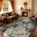 8x10 Area Rugs for Living Room: Abstract Washable Rug with No-Slip Backing Non-Shedding Stain-Resistant Soft Modern Large Neutral Carpet for Bedroom Dining Room Farmhouse(Black/Grey Gold,8x10)