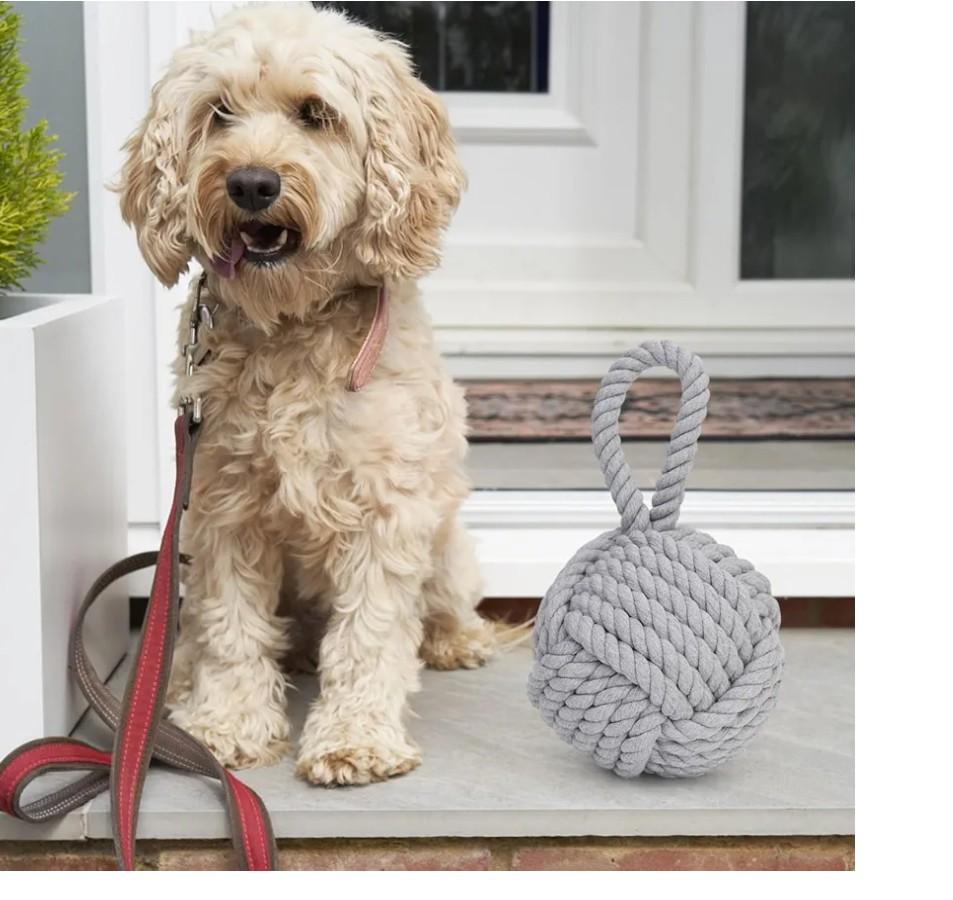 Pomeat Nautical Decorative Door Stopper with Rope Weighted Base - Heavy Duty Door Stop for Home Window Wedge - 6" (Grey)