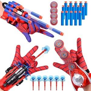 LITTCO 3 Sets Spider Web Shooters, Superhero Fans Webs Shooter for Kids, Cosplay Launcher Gloves with Wrist Toy Set, Christmas Halloween Birthday Party