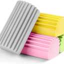 Jeymei 4-Pack Damp Clean Duster Sponge,Reusable Magic Dusting Sponge Brush for Cleaning Blinds, Glass, Baseboards,Vents,Railings,Mirrors,Window Track Grooves and Faucets (Grey,Yellow,Pink,Green)