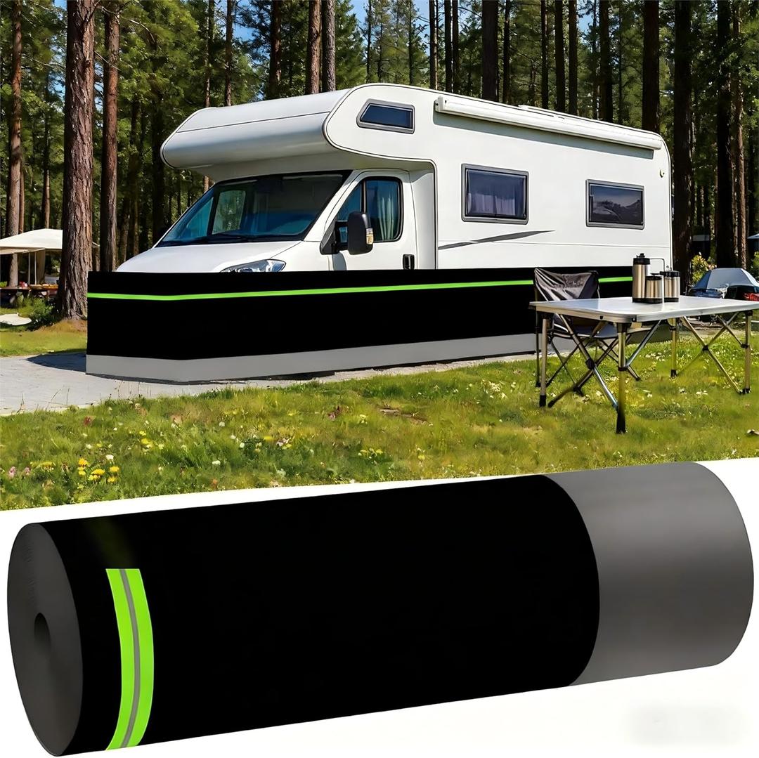 Heavy-Duty Steel Mesh RV Skirting Kit for Winter - Windproof Waterproof, 5-Minute No-Tools Install with Reflective Strips for Travel Trailers, 5th Wheels, Motorhomes (H 3.2FT, L 105FT)