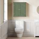 ChooChoo Bathroom Wall Cabinet, Over The Toilet Space Saver Storage Cabinet, Medicine Cabinet with 2 Door and Adjustable Shelves, Cupboard, Green, 8.8"D x 21.1"W x 24"H