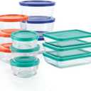 Pyrex Simply Store (12-Pack) Glass Food Storage Containers Set, (1, 2, & 3 Cup) Meal Prep Containers With BPA-Free Lids, Dishwasher & Microwave Safe