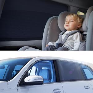 [2025 Upgraded] Car Window Shades for Baby[Ice Crystal Cooling Layer](2 Pack) UV-Blocker Cling Sun Shade 99% UV Protection Fit SUV/Sedan/Minivan | Roll Windows Down, Privacy Safe Medium