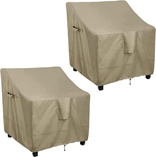 OutdoorLines Outdoor Waterproof Furniture Chair Cover - UV-Resistant Patio Lawn Chair Covers for Outdoor Furniture Windproof Heavy Duty Chair Covering, 2 Packs, 33Wx34Dx31H Inches, Camel