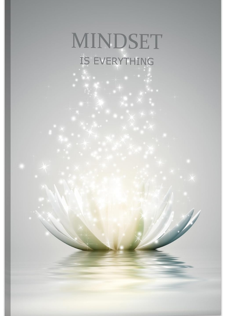 Lotus Flower Wall Art Canvas Mindset Motivational Quotes Poster for Zen Office Wall Decor Spiritual Meditation Prints Artwork Framed (20 x 30inches)