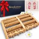 Brookstone Foot Massager for Neuropathy & Plantar Fasciitis Relief - Wooden Foot Roller Massager, Neuropathy Pain Relief for Feet - Mom Gifts for Women Portable for Home or Travel (Oak)