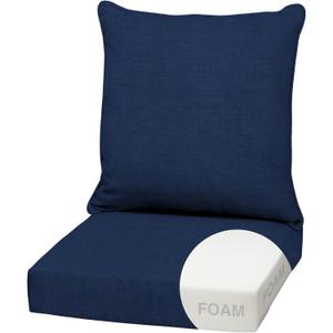Arden Outdoor Foam Deep Seat Cushion Set, 22x24, Premium High-Density Foam, Never Flattens, Weather-Proof for Patio Chair Sofa Couch, Sapphire Blue Leala