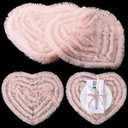 LemonRoad 4 Pcs 16.5 Inch Pink Ruffle Placemats Valentine's Day Heart Shaped Place Mats Resistant Washable Mesh Kitchen Mats for Wedding Anniversary Valentine's Day Decor