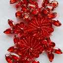 Handmade Bodice Rhinestones Applique Sewing Glass Beads Stones Crystal Trim Lace Patches for Dress Clothing Accessories 1pair/Bag 3.1X9.4inches (Red)