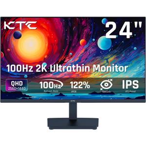 KTC 24 Inch QHD 100Hz Computer Monitor IPS 2K, 1300:1 Contrast, Anti-Blue Light Screen, 122% sRGB, FreeSync & G-Sync Compatible, HDMI2.0 & Display Port 1.4, PC Monitor for Gaming Office Work H24T27