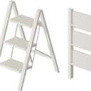 HillhutApex 3 Step Ladder, Lightweight Portable 3 Step Stool with Anti-Slip Wide Pedal, 330lbs Capacity Aluminum Ladder for Household, Office, Kitchen (White)