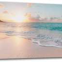 OKEXCKK Beach Coastal Canvas Wall Art - Sunset Picture Painting Print for Office, Bedroom, Living Room Decoration, Large Artwork for Wall Decor (40L" x 20W", Beach Painting)