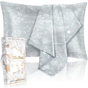 Miss Adola 2 Pack Mulberry Silk Pillow Case for Hair and Skin 19 Momme Queen 30"x20" Floral Plants Sage Green Silk Pillowcase Soft Smooth Silk Pillowcase Sleeping for Moms, Women