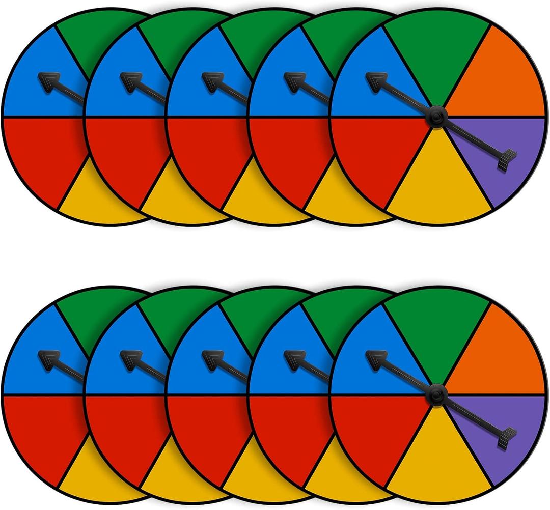 Chivao 20 Pcs Colorful Game Spinner Wheel Blank Erasable Math Game Spinner Board with Plastic Rotating Arrows for Prizes