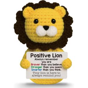 Mini Handmade Positive Lion Crochet Animals Emotional Support Crochet Gift,Birthday Gifts for Women, Halloween,Christmas,Anniversary,Back to School Students