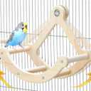 Bird Perch Toy, Interactive Rocking Parakeet Toys and Perches, Wooden Exercise Wheel Cockatiel Toys, Intelligence Puzzle Birds Enrichment Toy for Parrot, Bird Cage Accessories Perch for Budgies Conure