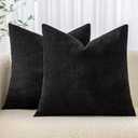 MIULEE 26x26 Inch Pack of 2 Euro Sham Decorative Throw Pillow Covers Soft Chenille Throw Pillows Textured Cushion Covers for Bed Couch Sofa Bedroom Living Room, Black