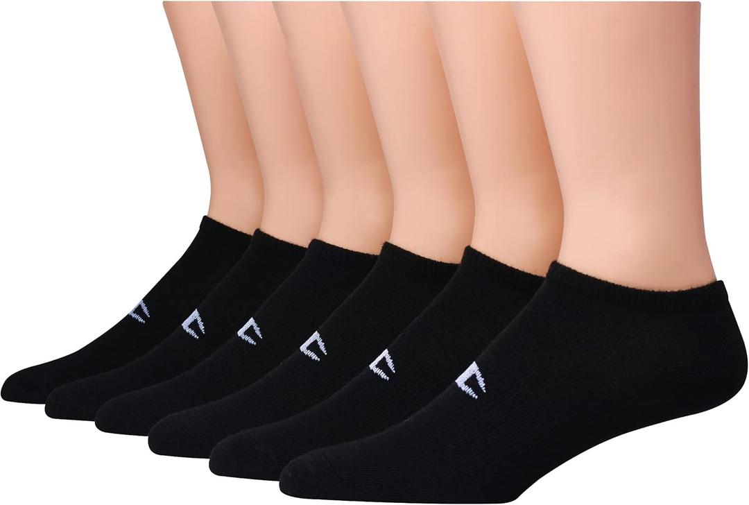 Champion Men's Logo Super No Show Socks, 6-pairs (Black)