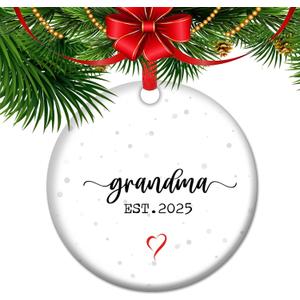 Promoted to Grandma 2025 Ornament - Pregnancy Announcement Gift for New Grandmothers | Baby Coming Keepsake | Future Grandma Ceramic Holiday Dcor (V15)