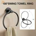 Pokim Bathroom Hardware Set - SUS304 Stainless Steel Wall Mount Toilet Paper Holder,Hand Towel Ring,Robe Hooks,Rustproof,Matte Black,Easy Installation for Bathroom