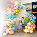 HILAVO Summer Tropical Balloon Arch Garland Kit Iridescent Star Balloons and Transparent Balloon Teal Pastel Pink Orange Yellow Lime Green Balloons for Hawaiian Luau Aloha Birthday Pool Party Decor