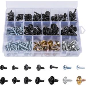 160 PCS 14 Sizes Metal Car Screw Body Bumper Hood Retainer Clips with Phillips Round Head Self Tapping Screw Assortment Kit, Automotive Trim Screws Compatible with GM Ford Porsche Toyota