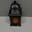 DECORKEY Candle Lanterns Decorative Indoor & Outdoor, 12'' Vintage Moroccan Hanging&Tabletop Lantern, Christmas Halloween Metal Candle Holder for Home Front Porch Patio Decor (Amber)