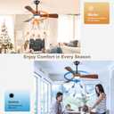 Ceiling Fans with Lights and Remote: 42-Inch Ceiling Fan 3 Blades Low Profile Outdoor - Walnut Ceiling Fans with Remote APP Control Quiet Reversible DC Motor for Patio Living Room