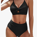 Sucrefas Women's High Waisted Bikini Set Two Piece Twist Knot Swimsuit Criss Cross Bathing Suit, M