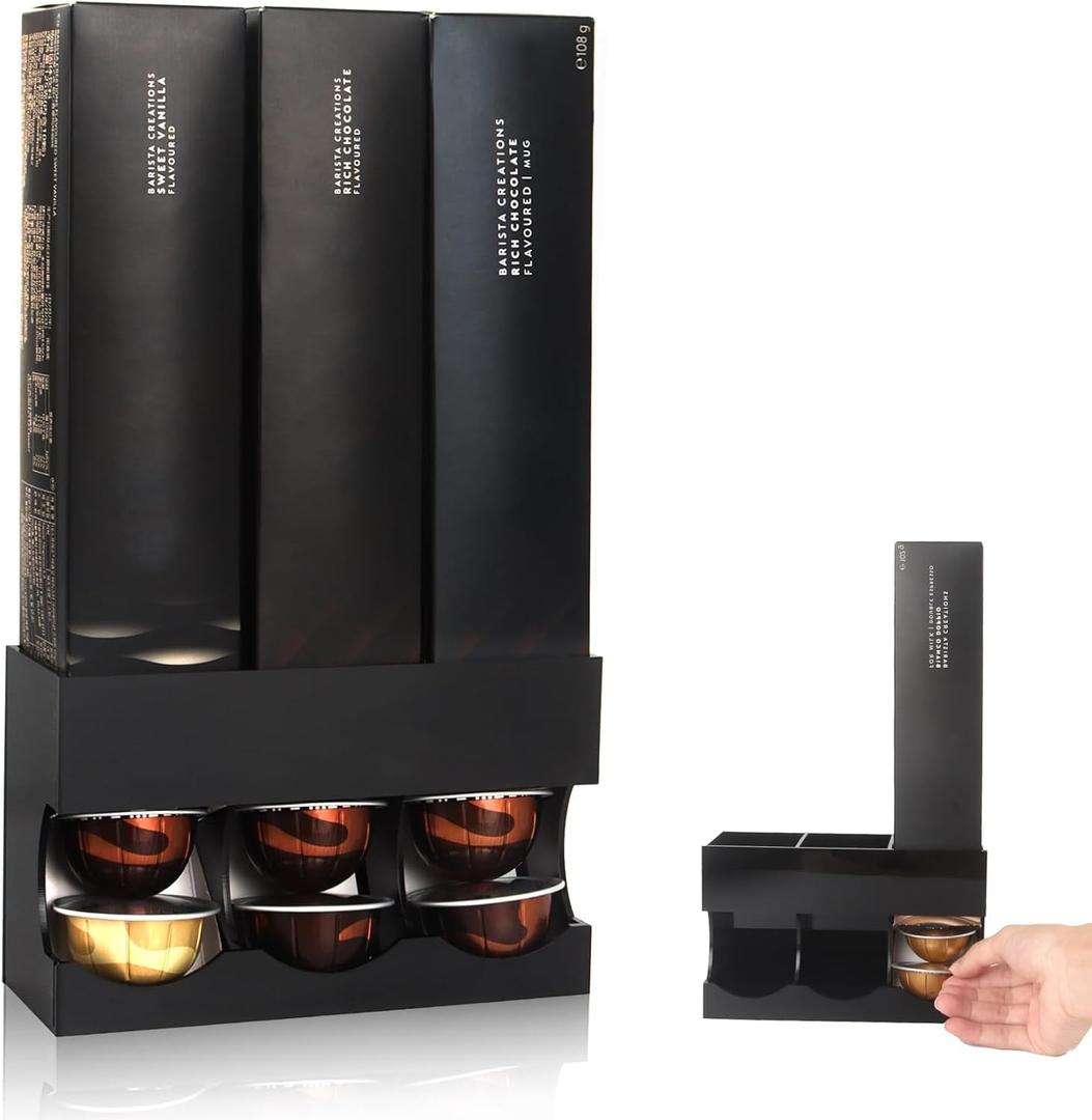 Pod Holder for Nespresso Vertuo Capsules  Wall Mount & Countertop Pod Organizer, Holds 3 Boxes of Coffee Pods, Modern Acrylic Storage for Nespresso Coffee Bar Accessories(Only Shelf)