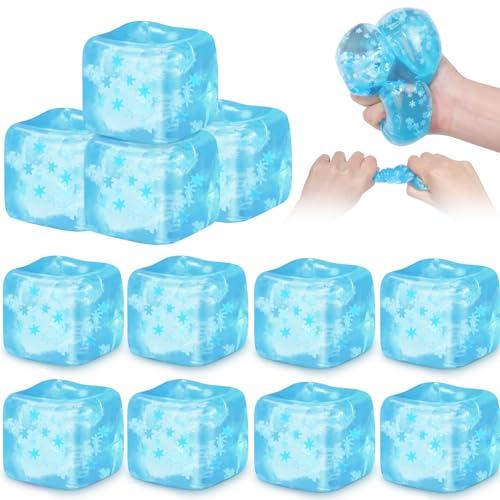 Gemscream 12 Pcs Stress Cube Bulk Slow Rising Ice Cube Stress Balls for Adult Sensory Squeeze Cubes Birthday Gifts for Anxiety Relief Party Favors Goodie Prizes (Blue)
