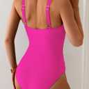 B2prity Women's Mesh One Piece Swimsuit Tummy Control Sexy Bathing Suit Push Up Swim Suit Slimming Swimwear (Pink, L)